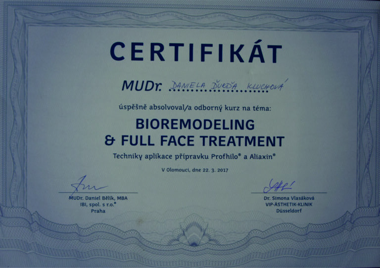 certifikát Profhilo Aliaxin